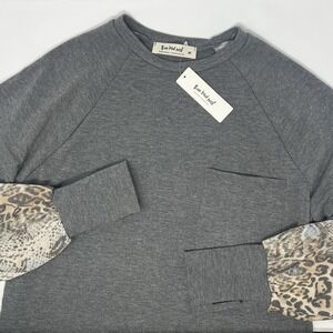 Three Bird Nest Better Together Layered Cheetah Long Sleeve Top Medium NWT